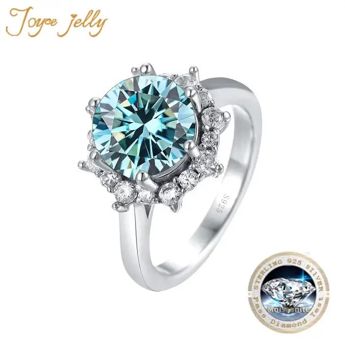 PomerceJelly Luxe 3 Carat Moissanite Diamant Bijoux S925 Bague De Mariage En Argent Sterling Pour Les Femmes Fleur En Forme De Conception Size5-9