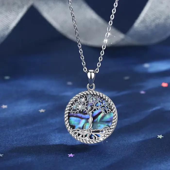 EUDORA – collier avec pendentif d'arbre de vie, en argent Sterling 925, feuille d'arbre, déesse, nacre, bijoux Vintage avec boîte, D475MB