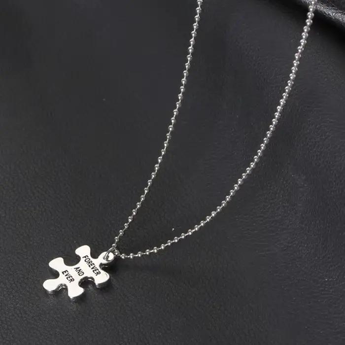 Collier de lettres de puzzle d'amour entre nous, bijoux de couple, cadeau pour amoureux, petit ami, petite amie, 1 paire