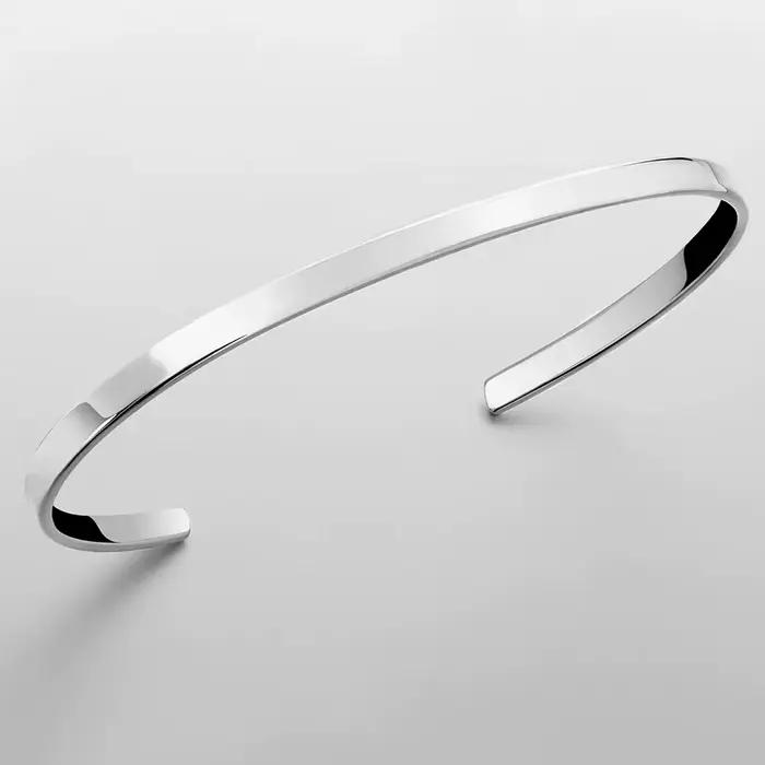 Bracelet en acier inoxydable plaqué platine EManco Simple Unisex Paragraph Cuff pour homme, accessoires simples de luxe léger de haute qualité