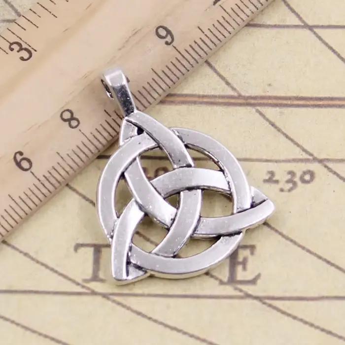 10 pièces breloques celtique noeud amulette 35x27mm tibétain Bronze argent couleur pendentifs Antique fabrication de bijoux bricolage artisanat