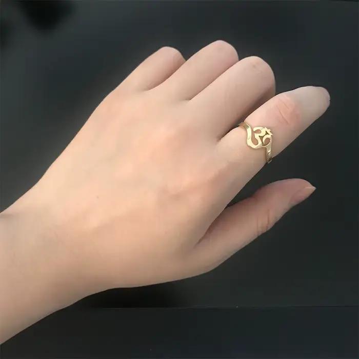 Unifier le bouddhisme Hindu Yoga Om Aum Anneaux pour femmes, sourire naturel, isman prudent, acier inoxydable, amulette, bijoux, méditation religieuse, cadeaux