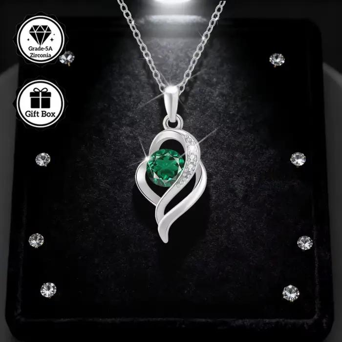 LAMVOICE bijoux pour femmes/collier hypoallergénique, cadeau de noël pour, collier en zircone 1 carat, bijoux de haute qualité