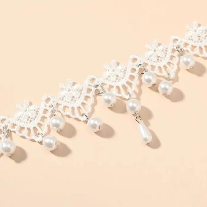 Collier ras du cou gothique classique en dentelle pour femmes, pendentif en perles à pampilles, colliers à breloques, bijoux Boho, cadeau de noël X079