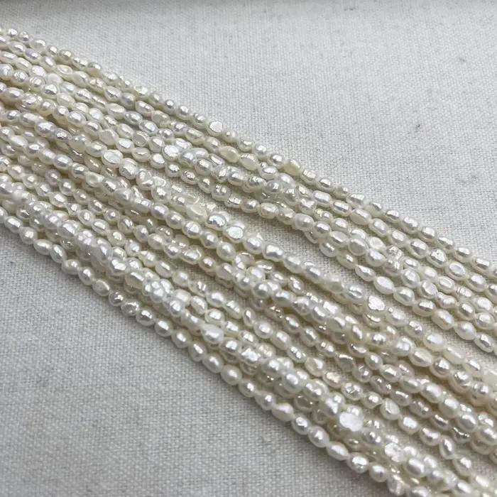 Perles Nugget naturelles d'eau douce blanches 3-4mm pour la fabrication de bijoux, boucles d'oreilles, colliers, bracelets, accessoires DIY