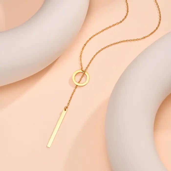 Collier lariat pour femmes, collier en acier inoxydable avec un long JOL, bijoux de fête et de mariage