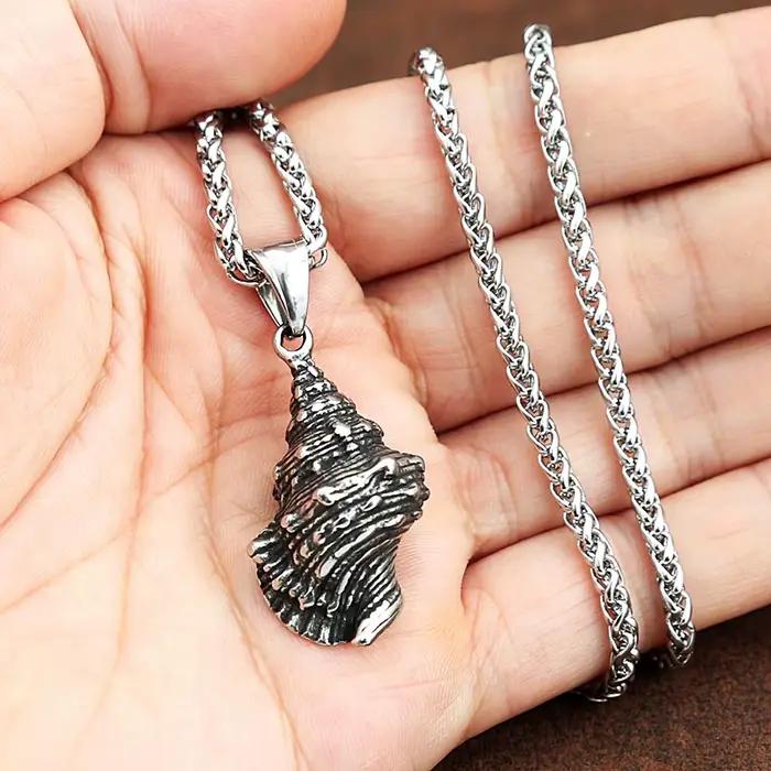 Colliers avec pendentif en coquillage en acier inoxydable pour hommes et femmes, Hip Hop, à la mode, pour la plage, le surf, bijoux créatifs, cadeau