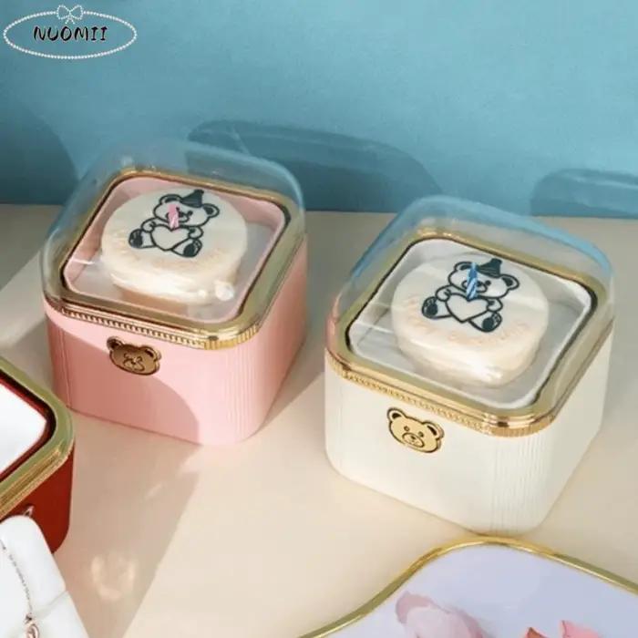 Boîte à bague à mécanisme automatique en forme d'ours de dessin animé, boîte cadeau mini gâteau romantique, boîte à surprise mignonne pour demande en mariage