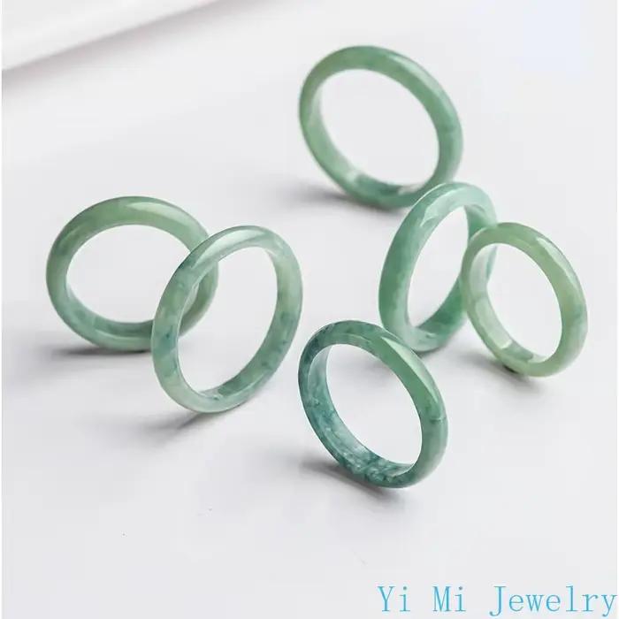 Bagues en Jade birman pour femmes, bijoux émeraude naturelle, pierres précieuses, Talismans blancs, accessoires Vintage, breloque en jadéite sculptée