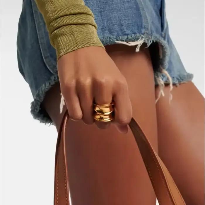 Bague irrégulière plaquée or 24 carats pour femme, accessoires de charme, tendance bijoux, collection 2026 Europe-Amérique