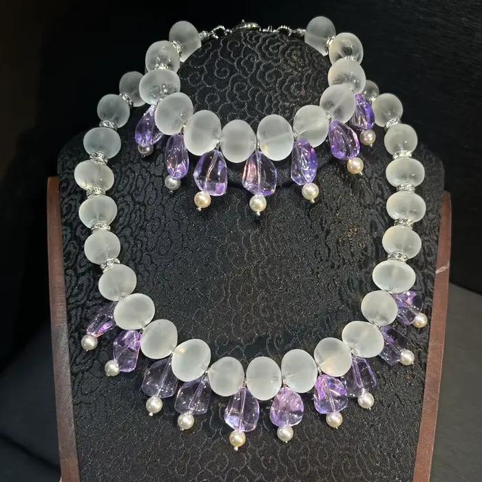 Ensemble de bijoux Vintage pour femmes, collier et boucles d'oreilles à pampilles mates, 2025