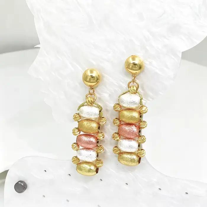 Ensemble de bijoux GZJPEI Boho pour femmes, trois couleurs, perles dorées, bijoux de mariée africains, collier, boucles d'oreilles, bracelet, bague, bijoux Dubaï Brésil