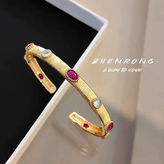 Bracelet de luxe plaqué or 18 carats pour femme, bague vintage, manchette exquise, bague cocktail, bijoux anciens, nouvelle mode