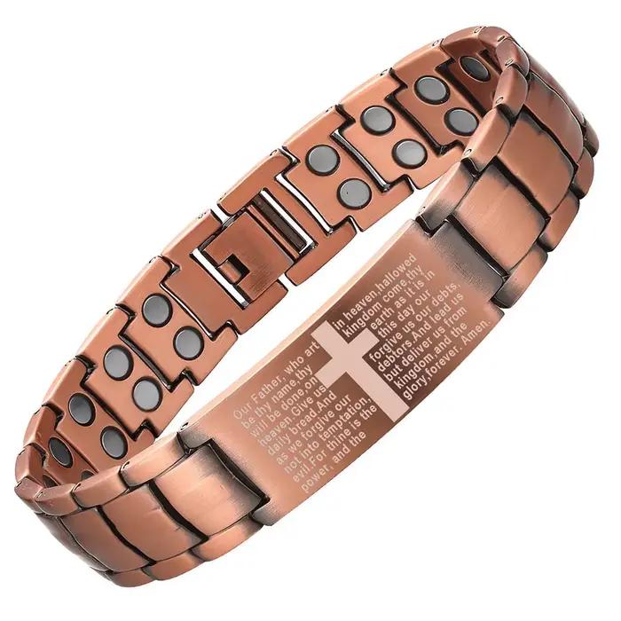 Bracelet magnétique pour hommes, 3500 Gauss, 3X force magnétique, bracelet à maillons pour thérapie magnétique, meilleur cadeau de Noël