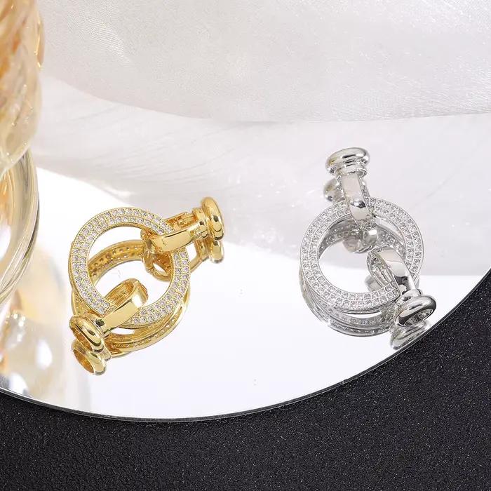 Juya collier fermetures fermoirs en or attaches pour la fabrication de bijoux fournitures pièces de luxe en Zircon Bracelets serrures accessoires perlés