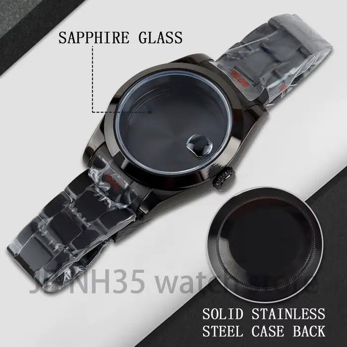 Bracelet Oyster PVD noir/or, boîtier NH35 36mm/39mm pour cadran 28.5mm, mouvement NH35 NH36, verre saphir, Bracelet jubilé en acier 316L