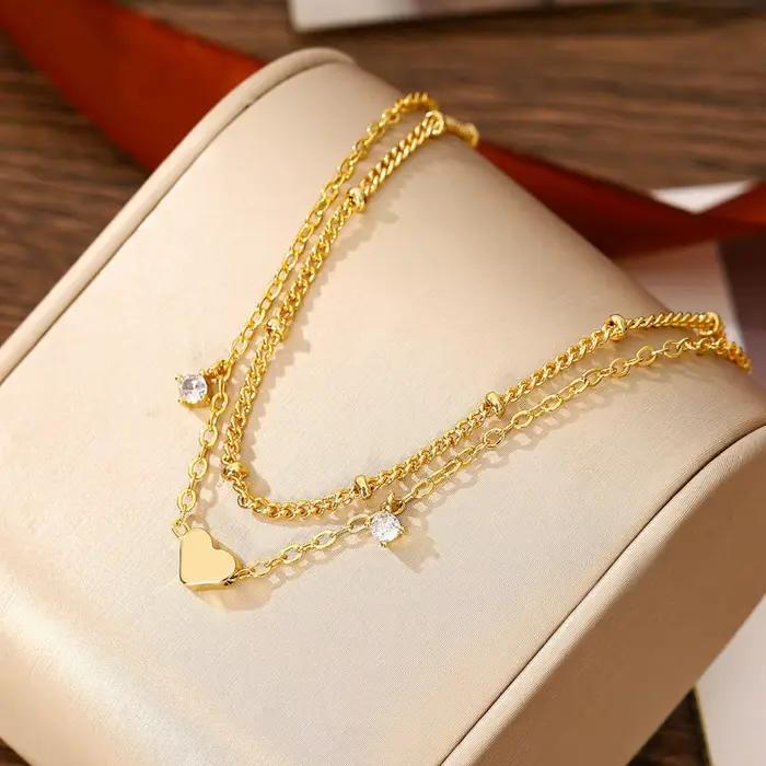 Bracelet à pendentif double couche, simple et polyvalent, accessoire cadeau d'anniversaire pour femme