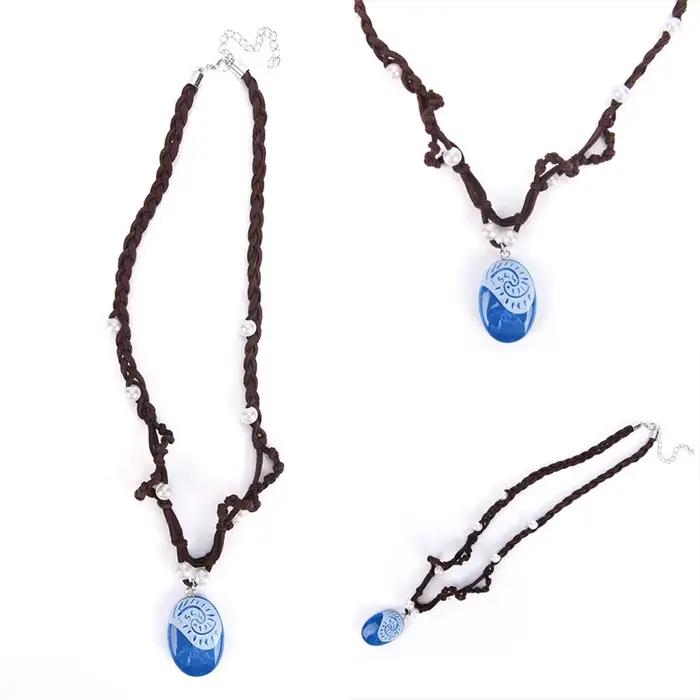 Collier de princesse Moana pour femmes et filles, accessoires de bijoux, film animé, Cosplay, corde en cuir tressée à la main