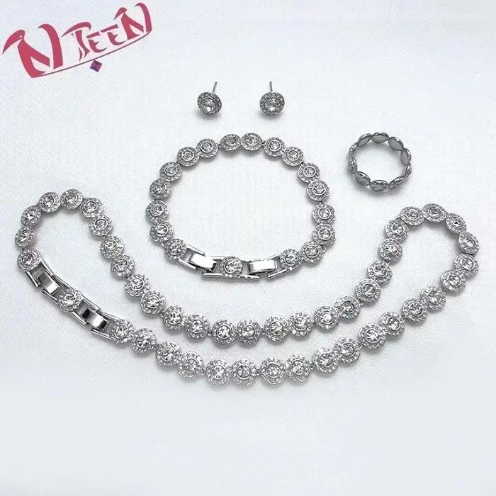 Parure de bijoux pour femme de qualité supérieure 2026, Série Angélique, Bijoux ronds entièrement sertis de diamants, Affichant une élégance noble, Idéale pour les soirées