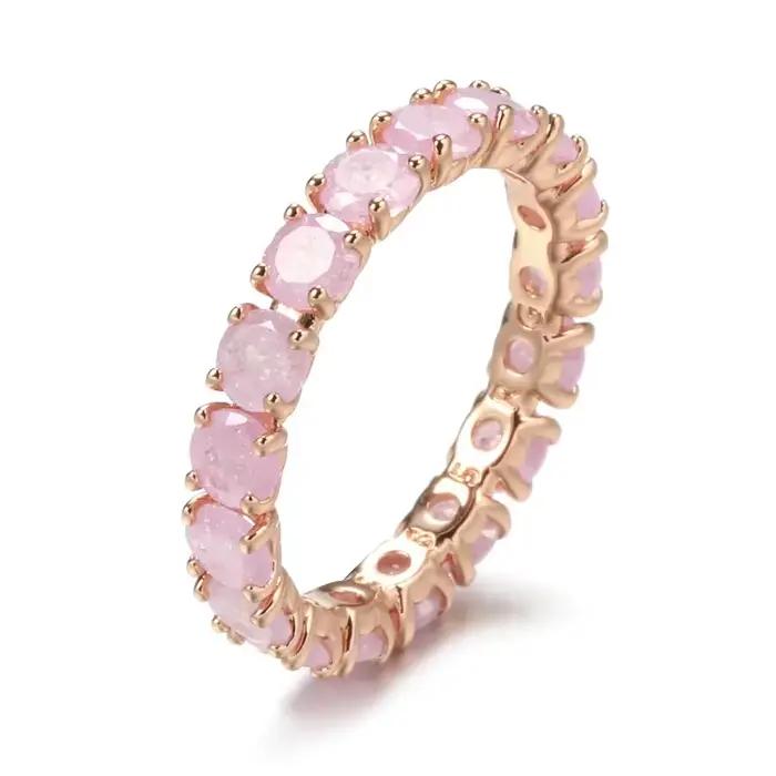 Wbmqda-Bague en pierre narmulticolore pour femme, bijoux en or rose, rose, bleu, vert, naturel, Zcomprend on Setting, fraîchement Fashion, document, 585