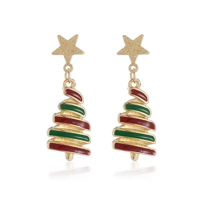 Nouvelles Boucles d'Oreilles de Noël Tendance pour Femmes, Adorables Motifs Bonhomme en Pain d'Épices, Zircon, Élan, Flocon de Neige, Sapin de Noël, Perle, Bijoux