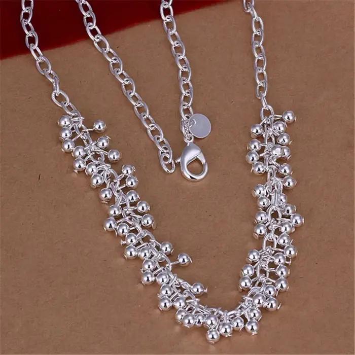Populaire belle ligne de frange perles givrées 925 Bracelets en argent Sterling collier ensemble de bijoux pour les femmes mode fête beau cadeau