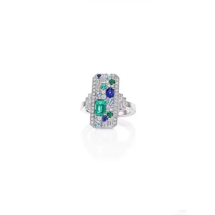 Ensembles de bijoux en émeraude de simulation plaqués platine pour femmes, ArtDeco esthétique, boucles d'oreilles édouardes, matiques ChimDangle, PT950, 2022 Nouveau
