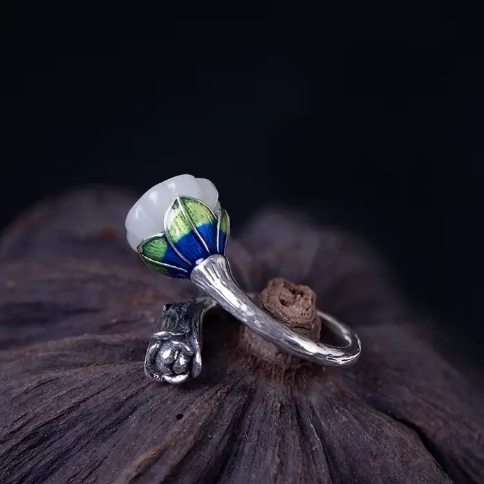 Amxiu-Bague de Luxe en Argent Sterling 925 et Pierre Naturelle, Anneau Ouvert pour Femme, Accessoires de ix, Cadeau pour Mère, Anel Bijoux