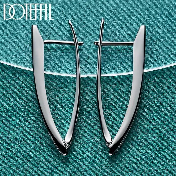 DOTEFFIL 925 en argent Sterling AAA Zircon breloque V boucle d'oreille pour femme bijoux mode cadeau de fête de mariage