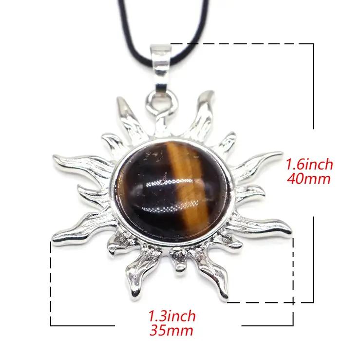 Pendentif Soleil en Alliage d'Argent Plaqué avec Pierre Naturelle de Quartz, Accessoires de Fabrication de Bijoux DIY, Collier Cadeau avec Pierre Soleil