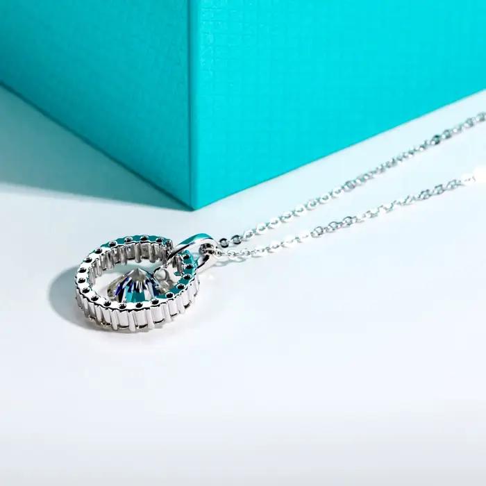 AnuJewel 3ct D couleur Moissanite diamant Halo pendentif collier 925 en argent Sterling cadeaux de saint valentin bijoux en gros