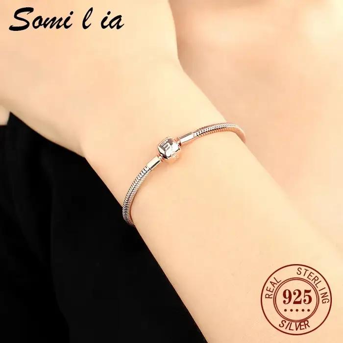 SOMILIA-925 – bracelet en argent sterling 925 pour femmes, en forme de serpent, original, à faire soi-même, bijoux exquis, série de cadeaux pour la saint-valentin