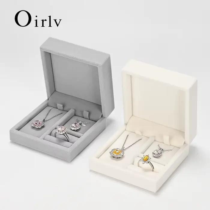 Oirlv boîte à bijoux en velours Portable boîte à bagues collier pendentif boîte de rangement accessoires de bijoux boîte-cadeau de mariage organisateur de bijoux
