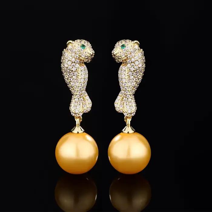 Boucles d'oreilles léopard de luxe pour femmes, classique, cubique, contre-indiqué, grande goutte de perle, bijoux élégants, accents en cristal de Rotterdam, accessoires