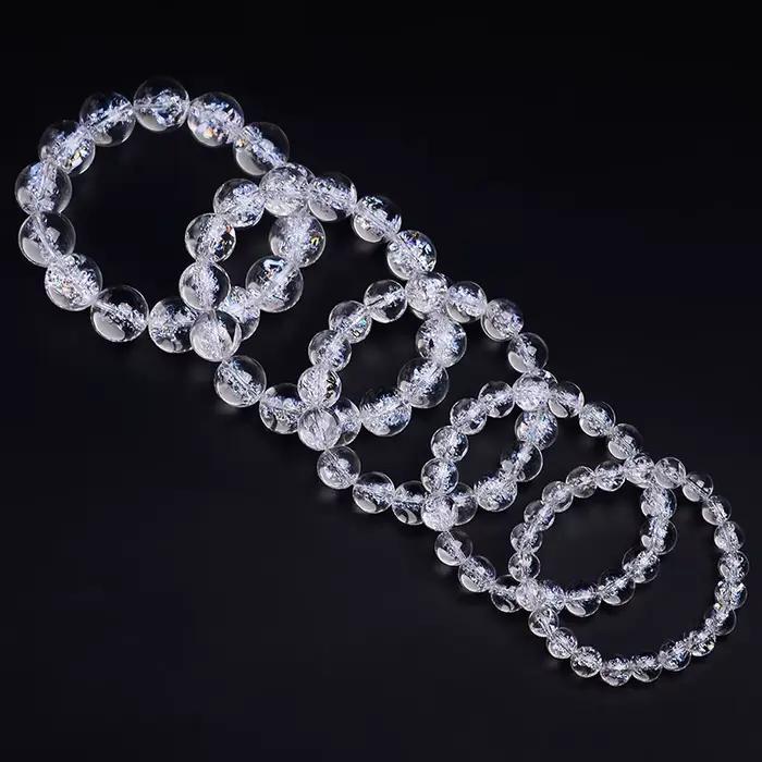 Himaleya – Bracelet en cristal de roche naturel pour femmes et hommes, cadeau Reiki, pierre porte-bonheur, perles rondes claires, bijoux AAAAA 8-20mm