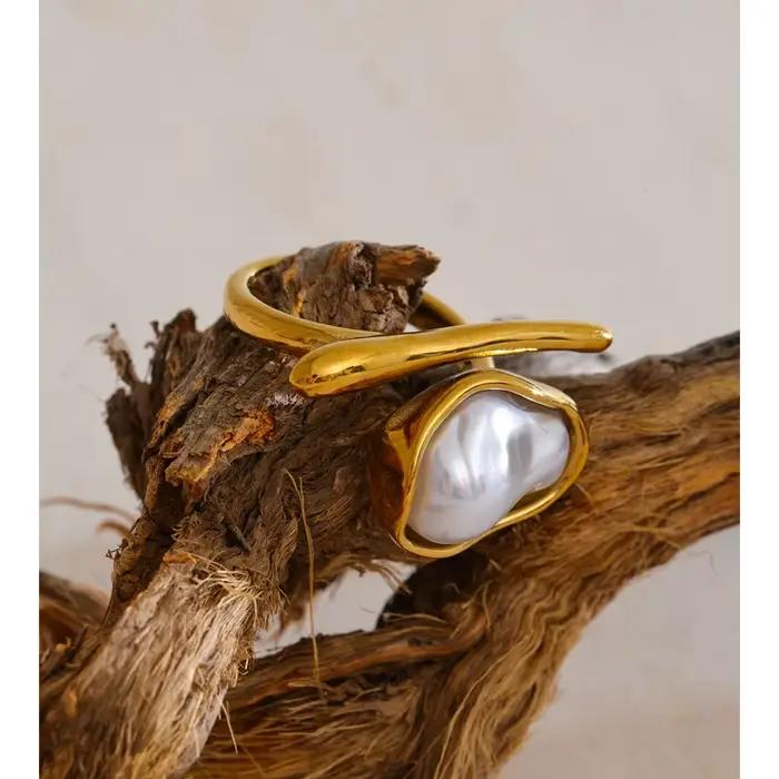 Yhpup 2025 – bague Vintage en perles d'imitation baroques pour femmes, plaqué or 18 carats, mode distinctive, bijoux de charme attrayants
