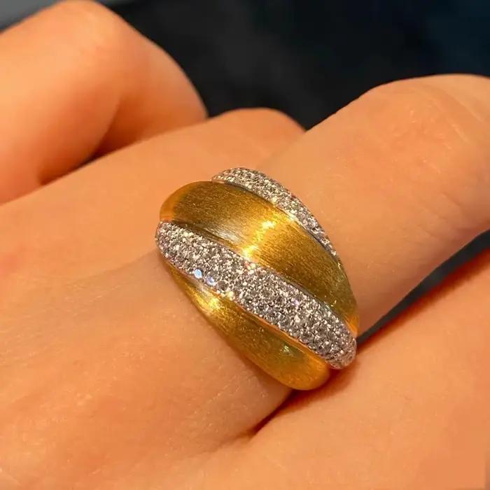 Bagues Vintage brossées en diamant clouté pour femmes, nouveau breloque, mode légère, luxe, haut de gamme, bijoux cadeau de banquet