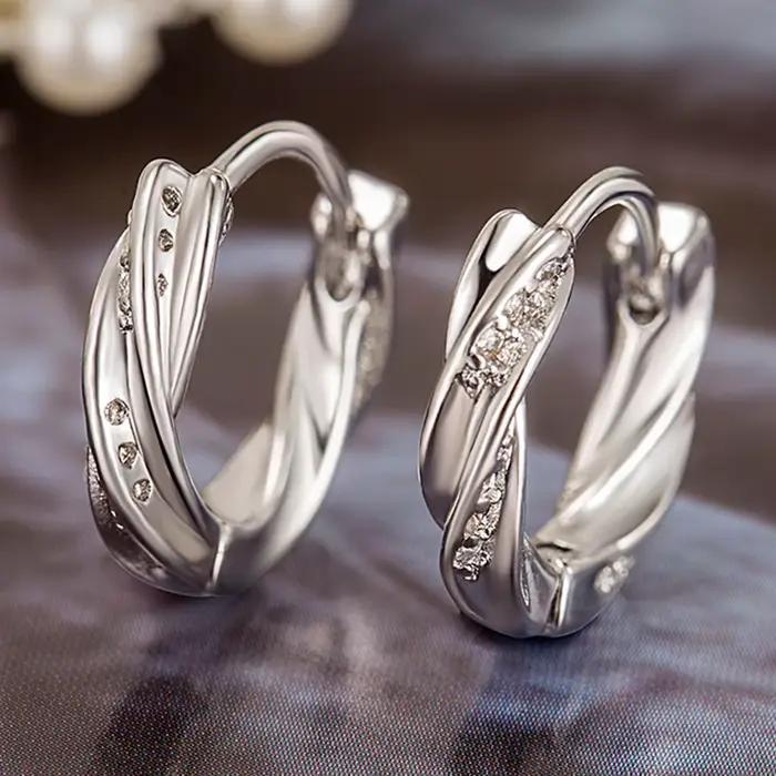 Boucles d'oreilles en argent sterling 925 pour femmes, serties de Zircon, beau design unique, bijoux à breloques, cadeau de mariage