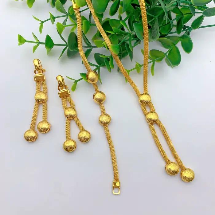 Ensembles de bijoux de mariée indiens de luxe pour femmes, ensemble collier et boucles d'oreilles éthiopiens couleur or 24 carats, cadeaux de fête de mariage, dubaï
