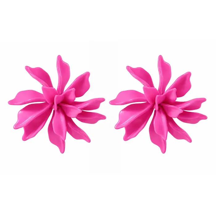 Boucles d'oreilles multicouches en résine tressée à motif floral 3D exagéré, nouveau style d'été, grandes fleurs, bijoux d'oreille tendance, style décontracté
