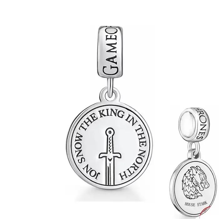 Boucles d'oreilles, collier, pendentif, perles, breloques pour bracelet, série Disney Wolf Dragon, en argent 925, bijoux exquis pour femme