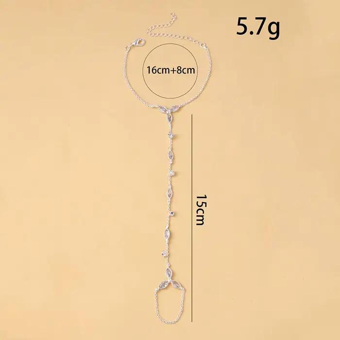 Bracelet tendance en acier inoxydable et zircon pour femme, design minimaliste goutte d'eau, longue chaîne, bijou de doigt, cadeau