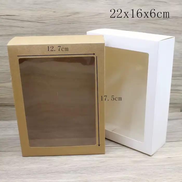 10 pièces bricolage cadeaux paquet avec fenêtre blanc/kraft bijoux paquet boîte gâteau emballage pour mariage maison fête muffin boîte d'emballage
