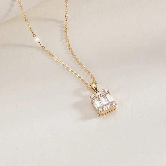 Collier en or avec pendentif en diamant pour femmes, colliers ras du cou délicats plaqués or 18 carats, bijoux simples en or, cadeaux pour femmes et filles
