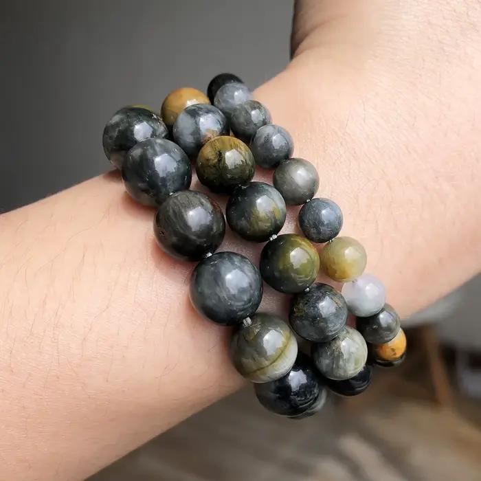 Perles Rondes en Œil de Faucon AAA de 6, 8 et 10mm, Pierres Naturelles en Œil d'Aigle de 15 Pouces, Accessoires de Bracelet pour Bijoux de Direction, DIY
