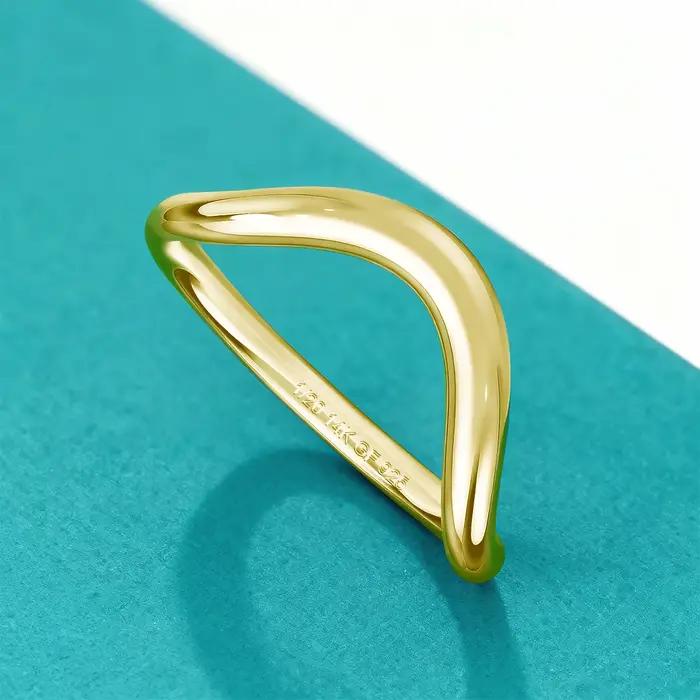 Bague simple ondulée pour femme, durable, en or rempli 14K Au585, tendance, polyvalente, empilable, cadeaux de mariage et de fiançailles