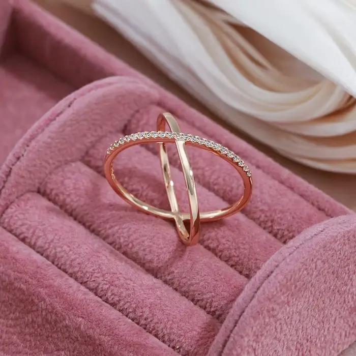 SYOUJYO – bagues de couleur or Rose avec croix géométrique Simple, pour femmes, en Zircon naturel, Micro-cire, Vintage, bijoux fins de luxe, cadeau, 585