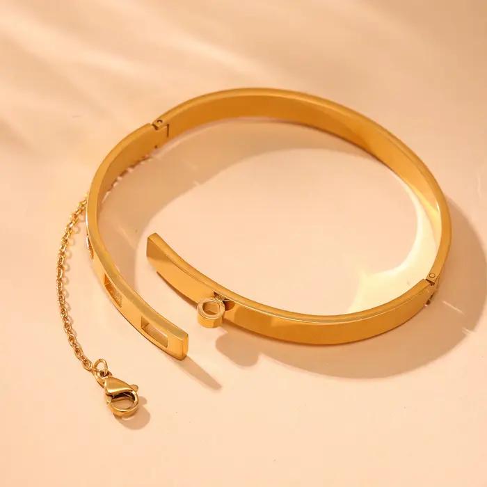Bracelet chaîne en argent couleur or pour femmes, plaqué or 18 carats, rond en acier inoxydable 316, bijoux imperméables