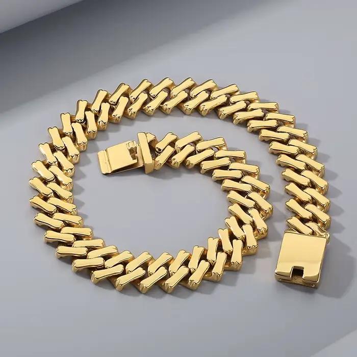 Kalen ChimLager-Tour de cou en acier inoxydable pour hommes et femmes, collier cubain, bijoux de document en or brillant, cadeau personnalisé, punk