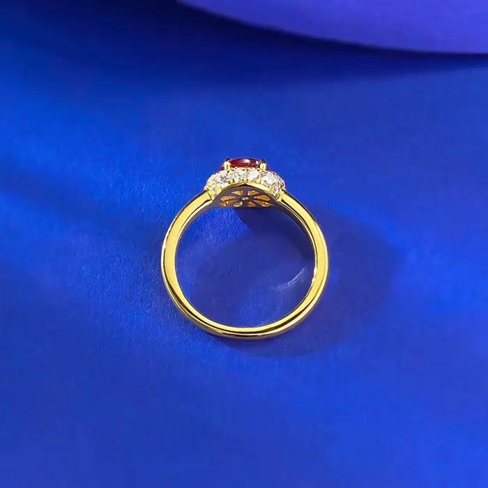 Wong Rain – bague de fiançailles Vintage en argent Sterling 925, coupe ovale, rubis 4x6 MM, pierres précieuses en diamant à haute teneur en carbone, bijoux fins, cadeaux pour femmes
